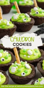 Batch of delicious Cauldron Cookies decorated for Halloween