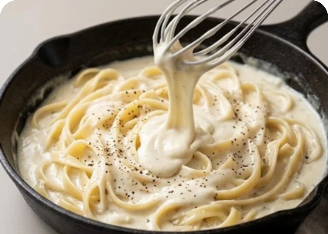 Cream Cheese Alfredo Sauce in a bowl, showcasing its smooth and creamy texture.