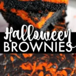 Halloween brownies with orange and black icing for spooky treats