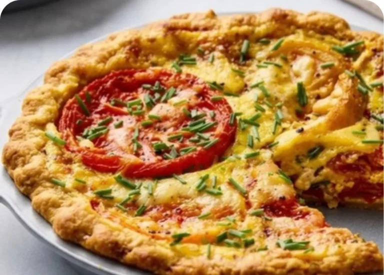 Fresh Tomato Pie with a Crisp Crust ready to be served