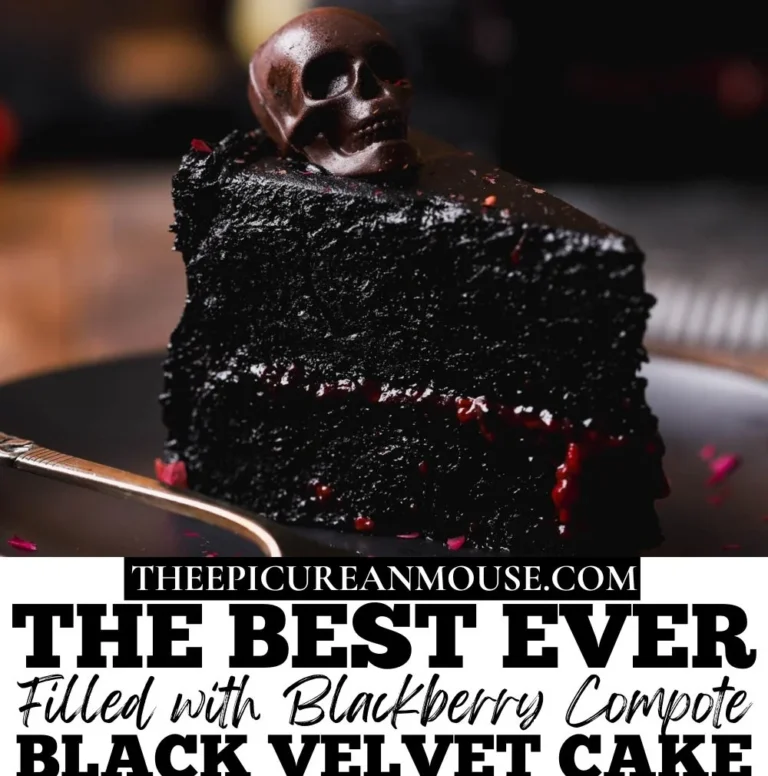 Delicious Black Velvet Halloween Cake with spooky decorations