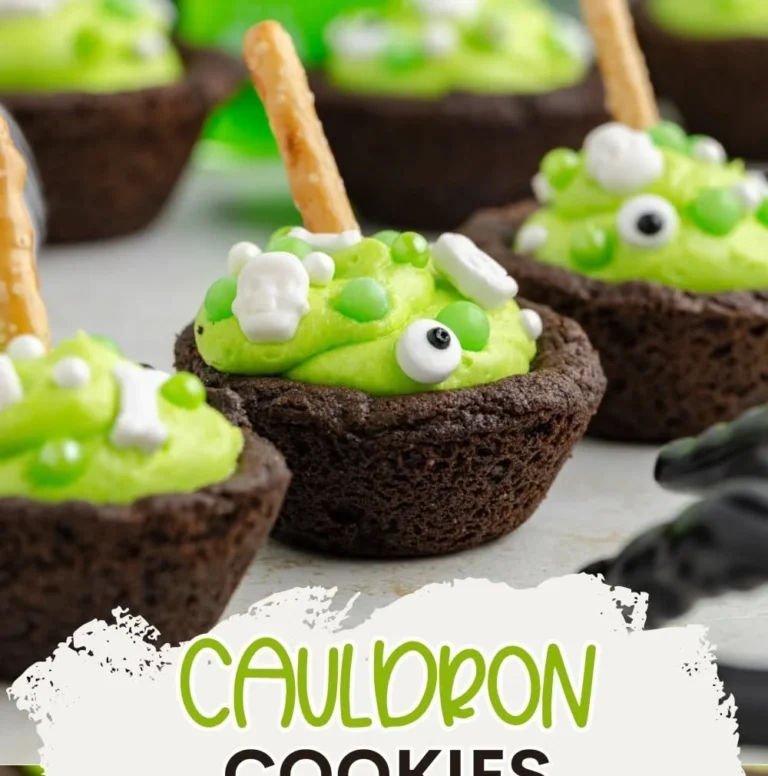 Delicious cauldron cookies made with chocolate cake mix, perfect for Halloween treats.
