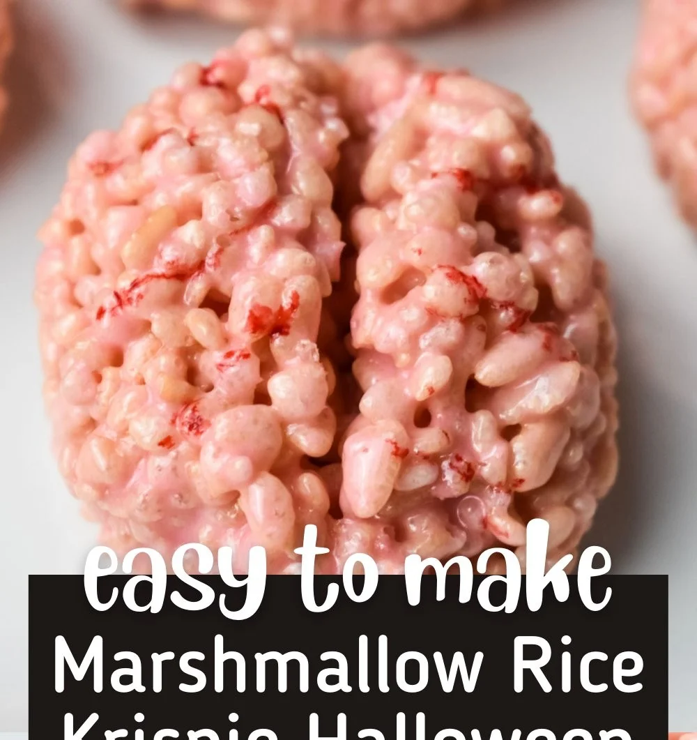 Halloween-themed Marshmallow Rice Krispies shaped like brains.
